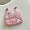 Gorro de Lana Grueso y Cálido de Otoño e Invierno para Niños, Gorro de Punto a Prueba de Viento de Felpa para Niños y Niñas, Gorro con Protección para los Oídos de Bloques de Color para Niñas