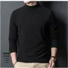 Camiseta de Manga Larga de Felpa Cepillada por Ambos Lados para Hombre, Ropa Interior Térmica Auto-calentable de Otoño e Invierno, Corte Ajustado, Cuello Semialto, Camiseta Base para Otoño