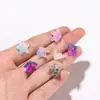Cuentas de Flor Trompeta Estrella de Cinco Puntas de Vidrio Degradado, Cuentas de Flor de Cinco Pétalos con Agujero Central, Abalorios Sueltos para Horquillas, Pendientes, Pulseras Estilo Antiguo DIY