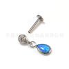 Pendientes de botón de titanio F136 con colgante de ópalo en forma de gota de agua, cilíndricos, incrustados con circón 5A, aleación de titanio G23, joyería para perforaciones, pendiente para el cartílago de la oreja