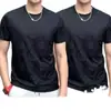 Verano 2025 Seda de Hielo Nueva Camiseta de Manga Corta para Hombre Tendencia Camiseta de Media Manga para Hombre Jacquard con Patrón Oscuro Top de Secado Rápido para Hombre