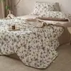 Colcha de Verano Estampada de Algodón y Lino Estilo Naturalista, Amigable con la Piel, Transpirable, Absorbe la Humedad, Suave, Cómoda, Sencilla, Colcha para Aire Acondicionado para Uso en Dormitorio.