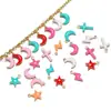 Pingente Colorido de Aço Inoxidável 18K Lua Estrela Cruz para DIY Colar Pulseira Acessórios de Pingente Joias