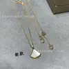 Colar Grande em Formato de Saia Todo em Diamante para Bebês, Ouro Cncv, Ouro Rosé, Madrepérola Branca, Ágata Vermelha, Colar de Clavícula em Forma de Leque, Dropshipping