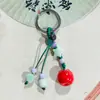 Bolsa Tecida Estilo Étnico de Jingdezhen Chaveiro Literário e Fofo Pendurado Barraca de Mercado Noturno de Cerâmica Atacado de Suprimentos para Joias Pequenas
