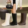 Botas Altas de Cuero Suave~Aumentadoras de Altura para Mujer 2026 Otoño/Invierno Adelgazantes Punta Cuadrada Botas de Montar por Encima de la Rodilla Botas Altas