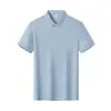 Camisa Polo de algodón mercerizado de fibra larga de tres capas, 220 g, 80 hilos, camiseta de manga corta de algodón-spandex para verano, ropa de trabajo con bordado