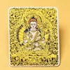 Pintura Thangka Dorada de la Vida Pasada y Presente de Jakhila, Ocho Zorros Guardianes, Lienzo para el Núcleo de Pintura Thangka, 4*5cm