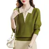 Suéter de Punto Holgado y Adelgazante para Mujer, Nuevo y Elegante Punto de Otoño e Invierno, Diseño Falso de Dos Piezas