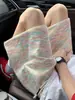 Shorts Tie-Dye Estilo Chanel para Homens e Mulheres, Verão Fino Malha Pesada Calças, Soltos Casuais Esportivos Comprimento do Joelho, Modernos