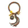Cuerda de Mano Tibetana Thangka Cuerda de Algodón Enrollada a Mano Pulsera Trenzada Ojo del Dios de la Riqueza de Cinco Vías Zakiram Tara Verde Perla Thangka