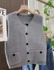 Chaleco de punto suelto y relajado estilo coreano, nueva colección otoño/invierno para mujer, perfecto para usar en capas, cárdigan suéter sin mangas, top abierto