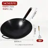 Wok nitrurado sin recubrimiento, wok tradicional de fondo redondo, venta al por mayor de fábrica, antiadherente, resistente a la oxidación, wok de hierro ya sazonado