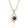 Collar de Proyección de Memoria Te Amo en 100 Idiomas Joyería de Estilo Celebridad de Internet Tiktok para Mujeres Cadena de Clavícula en Forma de Corazón Aretes