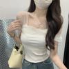 Top de Malha Off-Shoulder com Alças, Novo Estilo de Nicho Verão 2026 para Figuras Baixas, Top Curto de Renda Off-Shoulder Estilo Menina Spicy Francesa