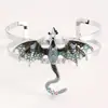 Pulsera de Brazo Doble Capa de Dragón con Diamantes de Colores Vintage, Brazalete de Brazo de Dragón de Metal con Diseño Único, Accesorio para Outfits de Chicas Modernas