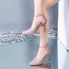 Zapatos de Tacón de Aguja Temperamento Diosa Estilo Ventilador para Mujer Champagne Tacones Altos Diseño de Mujer Nicho 2024 Nuevo