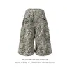 Calça Jeans Cropped Workwear Estampa de Leopardo Retro Americana para Homens e Mulheres, Shorts Casuais Tendência de Verão Design de Marca Estilo de Rua para Casais