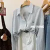 Muyang Altamente Recomienda~Camisa Rayada 75% Rayón con Logo de Perro 3D, Camisa Casual y Elegante para Mujer