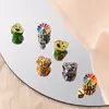 Nuevo Acero de Titanio Galvanizado al Vacío en Oro Serie de Frutas de Dibujos Animados Cuentas de Agujero Grande Colgante de Cara Sonriente Arcoíris Corazón