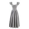 Amazon Comercio Exterior Transfronterizo Venta al por Mayor Ropa de Mujer 2025 Verano Nuevo Temperamento Cuello Cuadrado Francés Vestido a Cuadros Listo para la Venta