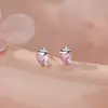 Brincos de Zircônia Rosa Morango Divertidos em Prata Pura S999 para Mulheres, Luxo Leve, Sensação de Alto Padrão, Doces e Fofos, Brincos Simples e Versáteis, Atacado