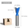 Cuchillo de cola de milano para carpintería de 12 piezas con vástago de 1/2 pulgada, Cuchillo para máquina de tallado, Cuchillo para máquina de recorte, Junta de espiga de panal de carburo