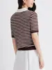 JE Order Suéter de Punto de Manga Corta con Rayas Contrastantes para Mujer 2026 Nuevo Llegado de Verano Top Falso de Dos Piezas con Cuello Polo