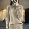 Suéter pullover vermelho gola alta estilo nacional com fecho lateral fenda ampla Casual Lã pura novo malha manga longa