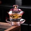 Fabricante Dai Tazón Cubierto con Lámina de Oro Rosa Gran Capacidad Vidrio de Cristal Japonés Resistente al Calor Tazón de Té Espeso Hecho a Mano de Xizang Juego de Té