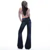 Jeans para Mujer Otoño Nuevo Bordado de Bigotes de Gato Estilo Retro Americano Personalidad No Aprietan las Piernas Elásticos Ajustados Pierna Ancha Largos