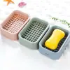 Jabonera con drenaje para baño del hogar, jabonera grande, jabonera doble de plástico estilo europeo simple, bandeja para jabón