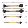 Pincel para Base e Blush com Cabo de Bambu e Fundo Duplo Pincel Único Esponja Cabelo Macio Preto e Branco Ferramenta de Beleza Pincel para Contorno Pincel para Pó Solto Transfronteiriço