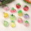 Accesorios de resina DIY de dibujos animados 12 tipos de frutas con purpurina para pasadores de pelo, fundas de teléfono, dijes para zapatos, llaveros, colgantes y accesorios