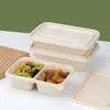 Caja de almuerzo biodegradable de almidón de maíz rectangular desechable caja de embalaje para llevar caja de almuerzo de doble compartimento tazón redondo grado alimenticio