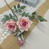 Imitação de flor 4 cabeça canto rosa mesa rosa flor falsa transfronteiriça flor de seda quente rosa hotel flor decorativa atacado
