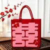 Bolsas de regalo de fieltro listas para bodas, bolsas para celebración de cumpleaños con los caracteres "Shou" y "Fu", bolsas de mano de fieltro para tiendas de bodas