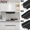 Armario de cocina empotrado invisible sin tiradores, tirador de aluminio, puerta inferior con ranura en forma de U, sin tirador