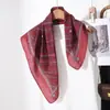 Pañuelo Cuadrado Retro Francés de Espiga 65cm para Mujer, Elegante Pañuelo de Seda para el Trabajo y la Oficina, Combinado con Camisas y Trajes