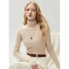 Suéter de punto de cuello alto estilo nuevo 100% cachemir Bai Cai Rong otoño/invierno 2026 nuevo jersey básico de punto acanalado ajustado