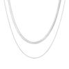 Collar europeo y americano simple de acero inoxidable de doble capa de hueso de serpiente para mujer, apilado, cadena de clavícula de hoja de acero de titanio al por mayor transfronterizo