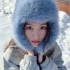 Azul falso vison veludo Lei Feng chapéu das mulheres inverno coreano grosso quente peludo protetores de ouvido ciclismo frio-prova chapéu de pelúcia