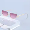 Nuevas Gafas de Sol Metálicas de Medio Marco Transfronterizas Europeas y Americanas, Fotografía Callejera de Gama Alta, Gafas de Celebridad de Internet, Gafas Personalizadas Huecas Ojo de Gato