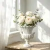 Vaso de flores coluna romana novo estilo europeu transfronteiriço com duas alças, ornamento de artesanato em resina para casa, decoração de entrada para fotografia de casamento