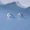 Aretes de Plata Pura 999 de Estrella y Luna para Mujer, Lujo Ligero, Sensación de Alta Gama, Aretes Amigables con los Oídos, Estilo Fresco y Dulce, Venta al por Mayor de Aretes de Plata Pura