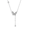 Colar Borboleta com Franja de Pérola Artificial Feminino Super Fada Corrente para Clavícula de Verão Moda Elegante Vento Cyber Pingente de Zircônia
