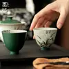 Xícara de Chá Cerâmica Orquídea Pintada à Mão Estilo Antigo para Uso Doméstico, Adequada para Chá Kung Fu, Xícara Individual para Beber Chá