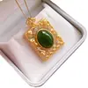Prata S925 fosca dourada moda versátil presente para amigos pingente de jade natural verde espinafre