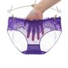 Ropa interior de gasa ultrafina para mujer Ropa interior de encaje sexy con perspectiva Ropa interior triangular de tiro bajo divertida para niñas 6875