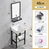 Soporte de Acero Inoxidable Lavabo Cerámico Lavabo de Baño Lavabo con Tabla de Lavar Lavabo Exterior para Balcón